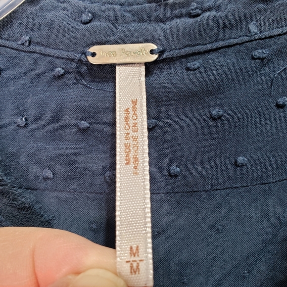 Free People Every Day Girl Swiss Dot Blue Rayon - Picture 5 of 9